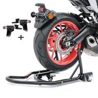 ConStands Set: Rangierhilfe Montageständer Hinterrad Mover 2 universal schwarz + Schwingenschützer Racingadapter Bobbins für Montageständer M6-8 carbon