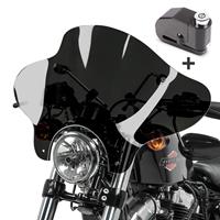 Craftride Set: Windschild Batwing + Bremsscheibenschloss Alarm für Suzuki LS 650 Savage