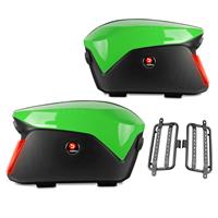 Bagtecs Motorrad Koffer + Kofferträger Seitenkoffer Universal  PX74 LED grün