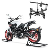 ConStands Motorrad Reifenmontiergerät für Motorradreifen 12-21 Reifenwechsler  MD4 + Motorradständer vorne und hinten schwarz