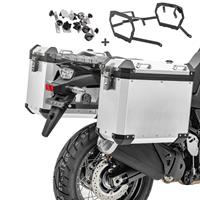 Bagtecs Alu-Koffer + Kofferträger für Harley Pan America 1250 2021  GX38 silber