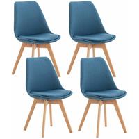 CLP 4er Set Esszimmerstuhl Linares-blau-Stoff