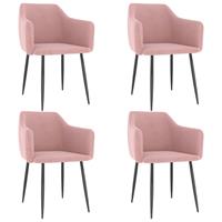 vidaXL Eetkamerstoelen 4 st fluweel roze