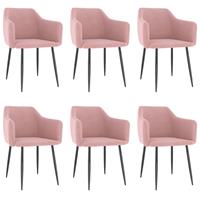 vidaXL Eetkamerstoelen 6 st fluweel roze