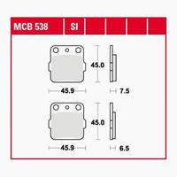 TRW SI Remblokken sinter metaal, en remschoenen voor de moto, MCB538SI