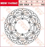 TRW MSW zwevende remschijf RAC design, voor de moto, MSW114RAC