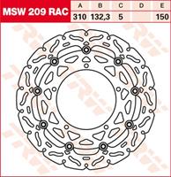 TRW MSW zwevende remschijf RAC design, voor de moto, MSW209RAC