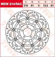 TRW MSW zwevende remschijf RAC design, voor de moto, MSW214RAC