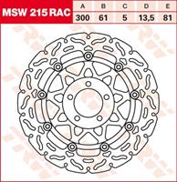 TRW MSW zwevende remschijf RAC design, voor de moto, MSW215RAC