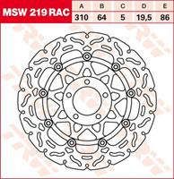 TRW MSW zwevende remschijf RAC design, voor de moto, MSW219RAC