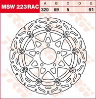 TRW MSW zwevende remschijf RAC design, voor de moto, MSW223RAC