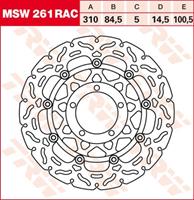 TRW MSW zwevende remschijf RAC design, voor de moto, MSW261RAC