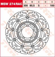 TRW MSW zwevende remschijf RAC design, voor de moto, MSW274RAC