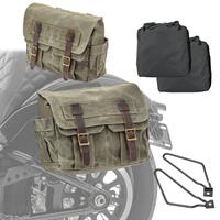 Craftride Set 2x Satteltaschen + Halter für Benelli Imperiale 400 Satteltasche  CV1 army green