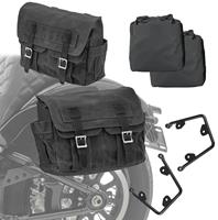 Craftride Set 2x Satteltaschen mit Halter für Harley Softail 18-21  CV1F-schwarz links-rechts