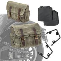 Craftride Set 2x Satteltaschen mit Halter für Harley Softail 18-21  CV1F-army green links-rechts