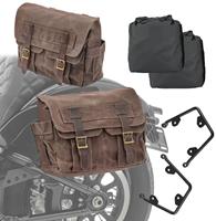 Craftride Set 2x Satteltaschen mit Halter für Harley Softail 18-21  CV1F-braun links-rechts