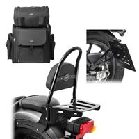 Craftride Set Sissybar mit Gepäckträger + Hecktasche+ Kennzeichenhalter seitlich per Honda Rebel 500 17-21  SM7