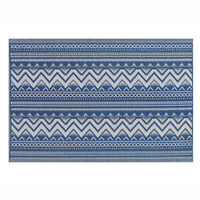 beliani Teppich Blau Polypropylene 120x180 cm Outdoormatte mit geometrischem Muster Rechteckig Kurzflor Gartenausstattung Gartenaccessoires Terrasse Balkon