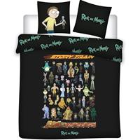 Rick And Morty Dekbedovertrek Story Train - Lits Jumeaux - 240 X 220 Cm - Zwart