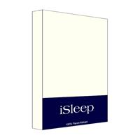 Isleep Hoeslaken Flanel Katoen - 120x200 - Licht Beige