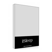 Isleep Hoeslaken Perkal Katoen - Zilver - 160x220