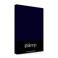 Isleep Hoeslaken Perkal Katoen - Donker Blauw - 90x220