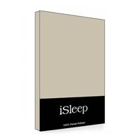 Isleep Topper Hoeslaken Perkal Katoen - Medium Beige - 160x200