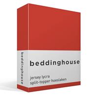 Beddinghouse Jersey Lycra Split-topper Hoeslaken - 95% Gebreide Katoen - 5% Lycra - Lits-jumeaux (200x200/220 Cm) - Rood