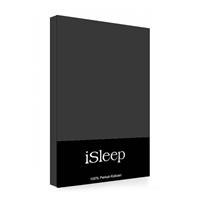 Isleep Split-topper Hoeslaken Perkal Katoen - Antraciet - 160x200