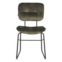 Möbel Exclusive Gepolsterter Esstisch Stuhl in Dunkelgrün und Schwarz Bügelgestell aus Metall