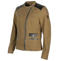 Helstons Cher Canvas Cotton Leather Kraft Brown Jacket