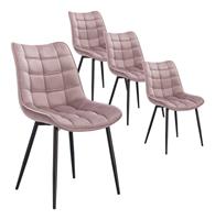 WOLTU 4er-Set Küchenstuhl mit Rückenlehne aus Samt Metallbeine Elif rosa