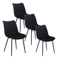 woltu 4 x Esszimmerstühle 4er Set Esszimmerstuhl Küchenstuhl Polsterstuhl Design Stuhl mit Rückenlehne, mit Sitzfläche aus Samt, Gestell aus Metall,