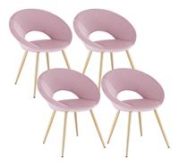 WOLTU 4er-Set Esszimmerstuhl Küchenstuhl Polsterstuhl aus Samt rosa
