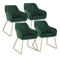 WOLTU 4er-Set Esszimmerstühle aus Samt Modell Stella dunkelgrün