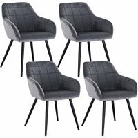 WOLTU 4 x Esszimmerstühle 4er Set Esszimmerstuhl Küchenstuhl Polsterstuhl Design Stuhl mit Armlehne, mit Sitzfläche aus Samt, Gestell aus Metall,