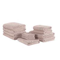 Beliani - Frottee Handtuch Set mit Badematte Baumwolle rosa 11-teilig Atai - Rosa