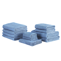Beliani - Handtuch Set mit Badematte Baumwolle blau 11-teilig Areora - Blau