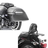 Craftride Set: Seitenkoffer Set Harley Fat Boy Special / Lo  K3 33Ltr in schwarz + Sissy Bar CSS Fix für Harley-Davidson Softail 07-17 mit Gepäckträger schwarz 