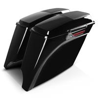 Craftride Set: Seitenkoffer Stretched für Harley Street Glide (FLHX) 06-13 Lautsprecher Latch Black  + Seitlicher Spoiler für Harley Street Glide 06-13 schwarz 