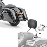 Craftride Set: Seitenkoffer Stretched für Harley Davidson Street Glide (FLHX) 14-21  + Sissy Bar für Harley Davidson Street Glide 14-19 mit Docking-Kit chrom 