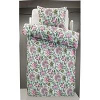 Comfort dekbedovertrek Pippa - groen/roze - 140x200/220 cm