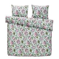 Comfort dekbedovertrek Pippa - groen/roze - 240x200/220 cm