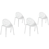 beliani Trendy Esszimmerstuhl 4 Stühle dekorative Rückenlehnen Kunststoff weiß Mumford - Weiß