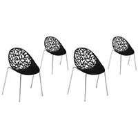 beliani Esszimmerstuhl 4 Stühle dekorative Rückenlehnen Kunststoff schwarz Mumford - Schwarz