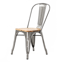 Legend Industriële café stoel - Metalen eetkamerstoel - met houten zitting - Industrieel metaal