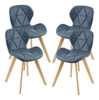 [EN.CASA] Esszimmerstuhl Älmhult 4-er Set 81x57 cm Kunstleder Blau