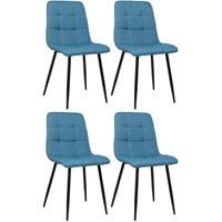 CLP 4er Set Esszimmerstuhl Tilde-blau-Stoff