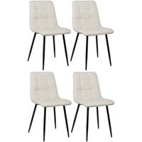 CLP 4er Set Esszimmerstuhl Tilde-creme-Stoff